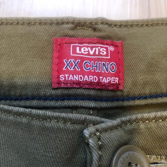 Levi's Men's Khaki Green XX Chinos Standard Taper W33 L32 Red Tab - Picture 6 of 11